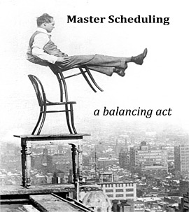 Old photo of man doing a balancing act with chairs atop a skyscraper